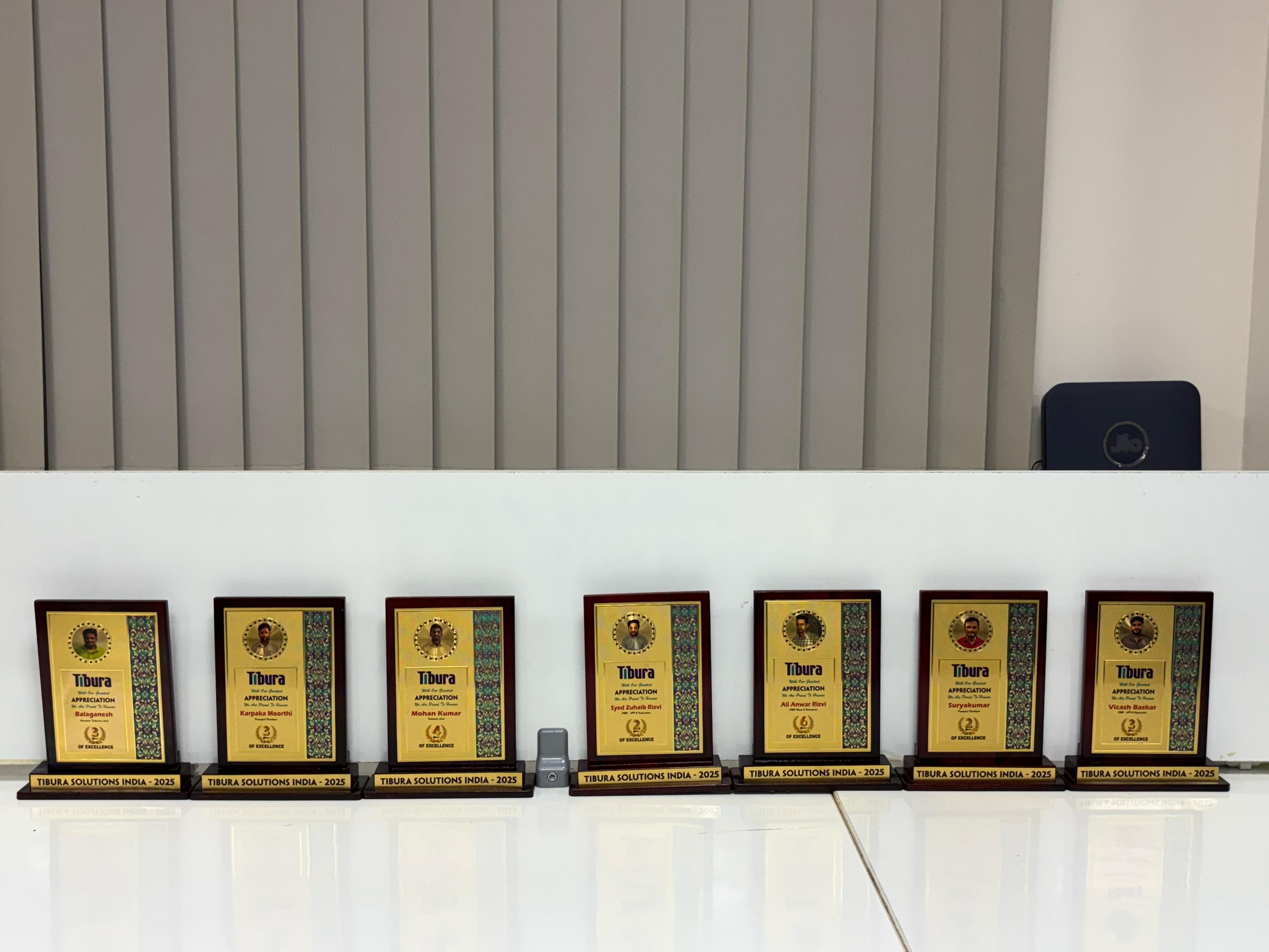 Awards and trophies displayed